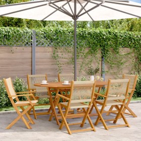 7-piece garden dining set made of solid wood and beige polypropylene. by , Garden sets - Ref: Foro24-3281711, Price: 544,50 €...