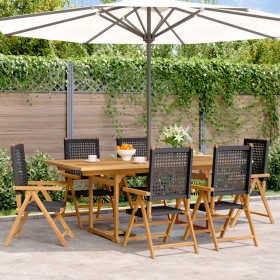 Garten-Essgruppe 7-teilig aus PE-Rattan und Akazienholz in Schwarz von , Gartensets - Ref: Foro24-3281730, Preis: 716,05 €, R...