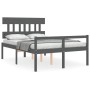 Cama para personas mayores con cabecero madera maciza gris de vidaXL, Camas y somieres - Ref: Foro24-3195393, Precio: 153,73 ...