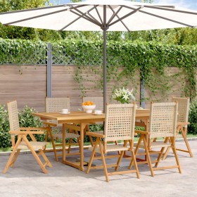 7-piece garden dining set made of PE rattan and solid beige wood. by , Garden sets - Ref: Foro24-3281732, Price: 726,18 €, Di...