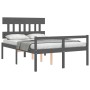 Cama para personas mayores con cabecero madera maciza gris de vidaXL, Camas y somieres - Ref: Foro24-3195393, Precio: 153,73 ...