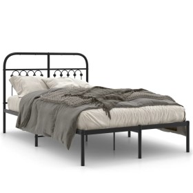 Bed frame with black metal headboard 120x190 cm by , Beds and slatted bases - Ref: Foro24-376597, Price: 113,23 €, Discount: %