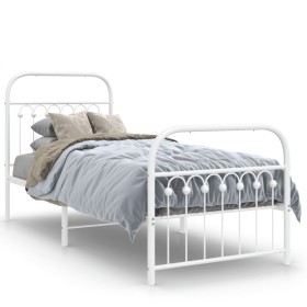 Metal bed frame with white headboard and footboard 80x200 cm by , Beds and slatted bases - Ref: Foro24-376658, Price: 88,99 €...