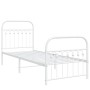 Metal bed frame with white headboard and footboard 80x200 cm by , Beds and slatted bases - Ref: Foro24-376658, Price: 88,45 €...