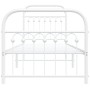 Metal bed frame with white headboard and footboard 80x200 cm by , Beds and slatted bases - Ref: Foro24-376658, Price: 88,45 €...