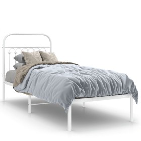 Estructura de cama de metal con cabecero blanco 75x190 cm de , Camas y somieres - Ref: Foro24-376639, Precio: 72,99 €, Descue...