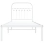 Metal bed frame with white headboard 75x190 cm by , Beds and slatted bases - Ref: Foro24-376639, Price: 73,30 €, Discount: %