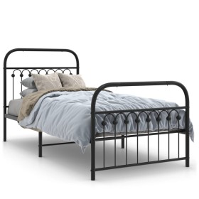 Estructura de cama con cabecero y estribo metal negro 90x200 cm de , Camas y somieres - Ref: Foro24-376611, Precio: 94,99 €, ...