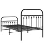 Bed frame with black metal headboard and footboard 90x200 cm by , Beds and slatted bases - Ref: Foro24-376611, Price: 94,28 €...