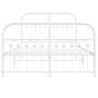 Metal bed frame with white headboard and footboard 120x190 cm by , Beds and slatted bases - Ref: Foro24-376664, Price: 139,79...