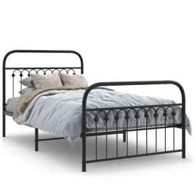 Bed frame with black metal headboard and footboard 100x200cm by , Beds and slatted bases - Ref: Foro24-376613, Price: 96,99 €...