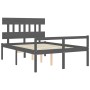 Cama para personas mayores con cabecero madera maciza gris de vidaXL, Camas y somieres - Ref: Foro24-3195393, Precio: 153,73 ...