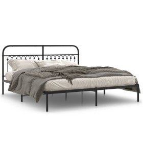 Bed frame with black metal headboard 183x213 cm by , Beds and slatted bases - Ref: Foro24-376605, Price: 129,99 €, Discount: %