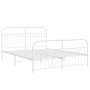 Metal bed frame with white headboard and footboard 160x200 cm by , Beds and slatted bases - Ref: Foro24-376670, Price: 152,80...