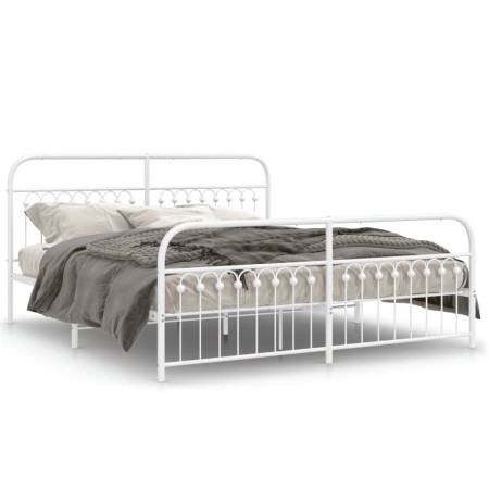 Estructura cama metal con cabecero y pie cama blanco 183x213 cm de , Camas y somieres - Ref: Foro24-376672, Precio: 162,31 €,...