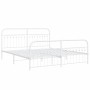 Metal bed frame with white headboard and footboard 183x213 cm by , Beds and slatted bases - Ref: Foro24-376672, Price: 162,99...