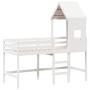 Cama alta escalera y techo madera maciza pino blanca 80x200 cm de , Camas y somieres - Ref: Foro24-3282023, Precio: 257,79 €,...