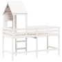 Cama alta escalera y techo madera maciza pino blanca 80x200 cm de , Camas y somieres - Ref: Foro24-3282023, Precio: 257,79 €,...