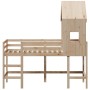 High bed with ladder and solid pine wood roof 80x200 cm by , Beds and slatted bases - Ref: Foro24-3282028, Price: 206,32 €, D...