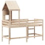 High bed with ladder and solid pine wood roof 80x200 cm by , Beds and slatted bases - Ref: Foro24-3282028, Price: 206,32 €, D...