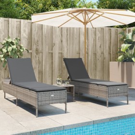 Liegestühle mit Kissen, 2 Stück, aus grauem synthetischem Rattan. von , Liegen - Ref: Foro24-3261589, Preis: 290,99 €, Rabatt: %