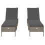 Sun loungers with cushions 2 units synthetic rattan gray by , Loungers - Ref: Foro24-3261589, Price: 290,91 €, Discount: %