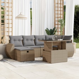 Set of 7-piece garden sofas and beige synthetic rattan cushions by , Garden sets - Ref: Foro24-3275139, Price: 545,67 €, Disc...