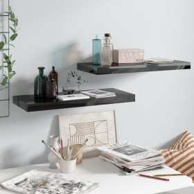 Floating wall shelf 2 units glossy black MDF 60x23.5x3.8 cm by vidaXL, Shelves and shelves - Ref: Foro24-323770, Price: 37,89...