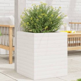 Jardinera de madera maciza de pino blanca 40x40x46 cm de , Maceteros y jardineras - Ref: Foro24-3282400, Precio: 96,99 €, Des...