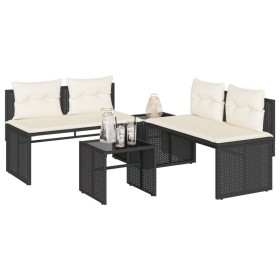 4-piece garden sofa set with black synthetic rattan cushions by , Garden sets - Ref: Foro24-4003878, Price: 273,99 €, Discoun...