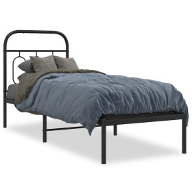 Estructura de cama con cabecero metal negro 75x190 cm de , Camas y somieres - Ref: Foro24-377107, Precio: 70,99 €, Descuento: %