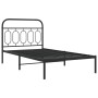 Bed frame with black metal headboard 100x190 cm by , Beds and slatted bases - Ref: Foro24-377111, Price: 77,72 €, Discount: %