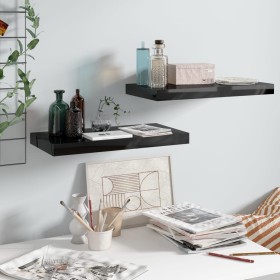 Floating wall shelf 2 pcs Glossy black MDF 50x23x3.8 cm by vidaXL, Shelves and shelves - Ref: Foro24-323767, Price: 25,99 €, ...