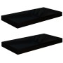 Estante flotante de pared 2 uds MDF negro brillo 50x23x3,8 cm de vidaXL, Estantes y estanterías - Ref: Foro24-323767, Precio:...