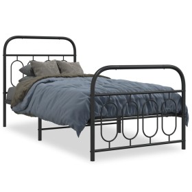 Bed frame with black metal headboard and footboard 80x200 cm by , Beds and slatted bases - Ref: Foro24-377126, Price: 81,99 €...