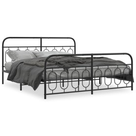 Bed frame with black metal headboard and footboard 180x200 cm by , Beds and slatted bases - Ref: Foro24-377139, Price: 147,17...