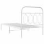 Metal bed frame with white headboard 90x190 cm by , Beds and slatted bases - Ref: Foro24-377158, Price: 74,79 €, Discount: %