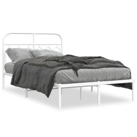 Estructura de cama de metal con cabecero blanca 120x200 cm de , Camas y somieres - Ref: Foro24-377164, Precio: 108,99 €, Desc...