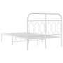 Metal bed frame with white headboard 120x200 cm by , Beds and slatted bases - Ref: Foro24-377164, Price: 109,13 €, Discount: %