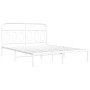 Metal bed frame with white headboard 140x190 cm by , Beds and slatted bases - Ref: Foro24-377166, Price: 112,99 €, Discount: %