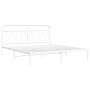 Metal bed frame with white headboard 193x203 cm by , Beds and slatted bases - Ref: Foro24-377172, Price: 127,30 €, Discount: %