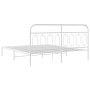 Metal bed frame with white headboard 193x203 cm by , Beds and slatted bases - Ref: Foro24-377172, Price: 127,30 €, Discount: %