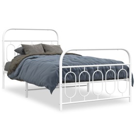 Metal bed frame with white headboard and footboard 100x200 cm by , Beds and slatted bases - Ref: Foro24-377179, Price: 89,99 ...