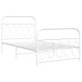 Metal bed frame with white headboard and footboard 100x200 cm by , Beds and slatted bases - Ref: Foro24-377179, Price: 89,62 ...