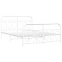 Metal bed frame with white headboard and footboard 140x200 cm by , Beds and slatted bases - Ref: Foro24-377185, Price: 132,92...