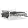 Metal bed frame with white headboard and footboard 160x200 cm by , Beds and slatted bases - Ref: Foro24-377187, Price: 142,21...