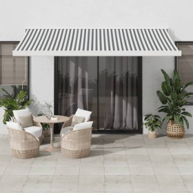 Retractable aluminum awning with anthracite gray and white fabric, 4x3 m. by , Awnings - Ref: Foro24-3216125, Price: 903,99 €...