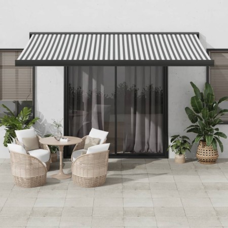 Retractable awning made of aluminum and anthracite gray and white fabric, measuring 4.5x3 m. by , Awnings - Ref: Foro24-32161...