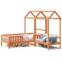 Set de cama y banco con techo madera de pino marrón 80x200 cm de , Camas y somieres - Ref: Foro24-3282179, Precio: 347,99 €, ...