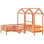 Bed set and bench with brown pine wood roof 80x200 cm by , Beds and slatted bases - Ref: Foro24-3282179, Price: 348,77 €, Dis...